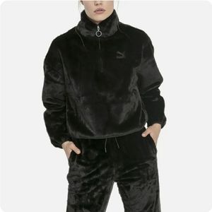 Puma Winter Classics Faux Fur HalfZip Fleece Pullover